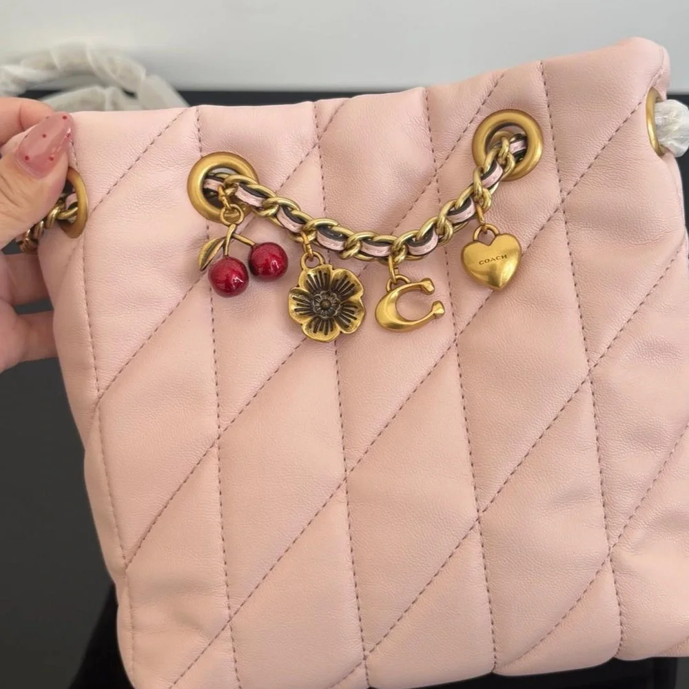 Coach Pink Quilted Crossbody with Charm Chain